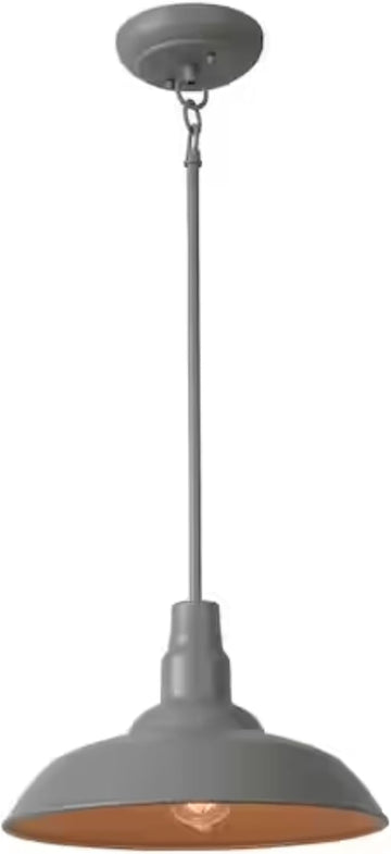 Outdoor Mini Pendant Light - Grey Shade, Rustic/Industrial Downlight