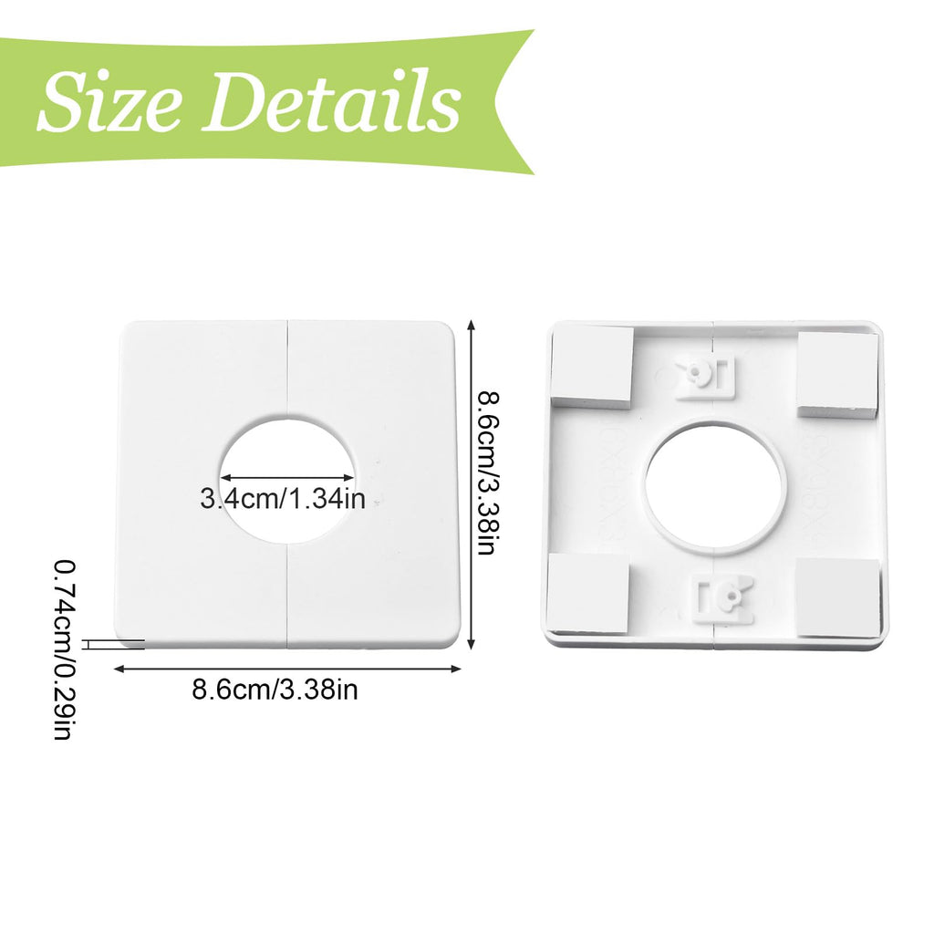 8Pcs Pipe Wall Covers Plastic Square Escutcheon Plates Self-Adhesive Wall Spilt Flange Decorative Shower Pipe Covers