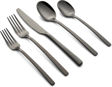 Silversmiths Beacon Flatware Set, 18/0 Stainless Steel, Dishwasher Safe, Flatware Collection, Black Sand Mirror