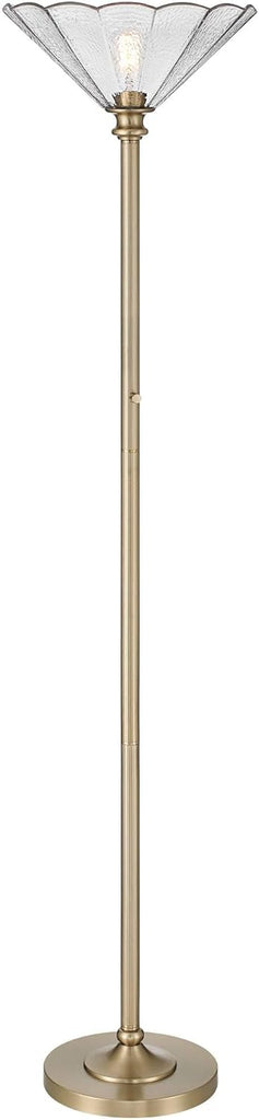 Harmony 72" High Antique Brass and Cast Glass Torchiere Floor Lamp