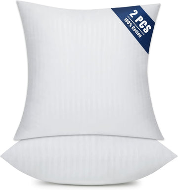 Throw Pillow Inserts, Hypoallergenic Soft & Firm Cushions with 100% Cotton Cover, 20x20 Pillows Filler - Set of 2