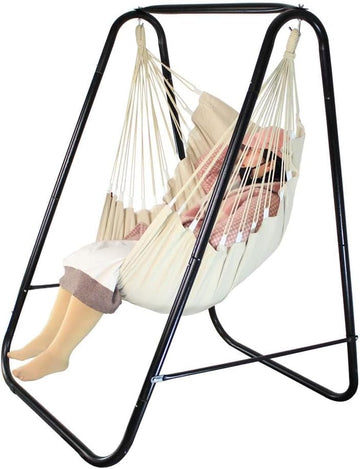 Chair Stand with Large Hanging Padded Indoor Swing,Easy to Assemble Sturdy Hammock Chair with Stand,MAX Capacity up