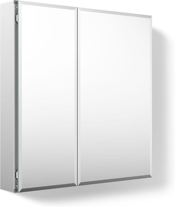 CB-CLC2526FS Bathroom Medicine Cabinet with Mirror, Beveled Mirror Doors, Adjustable Shelves, Rectangular Beveled