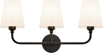 Bathroom Vanity Light, Matte Black Bathroom Lighting Fixtures Over Mirror | 3-Light Bathroom Light Fixtures with