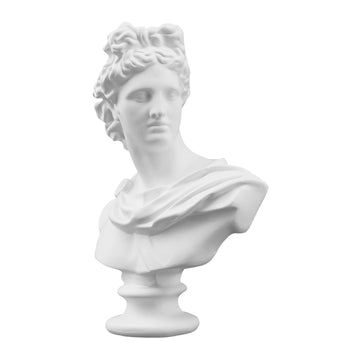 6" Apollo Bust Statue, Classic Greek Mythology Decor White Resin Sculpture