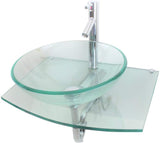 Renovators Supply Manufacturing Halo Glass Wall Mount Bathroom Sink 23 3/4 in. Tempered Glass Round Wall Hung Vessel