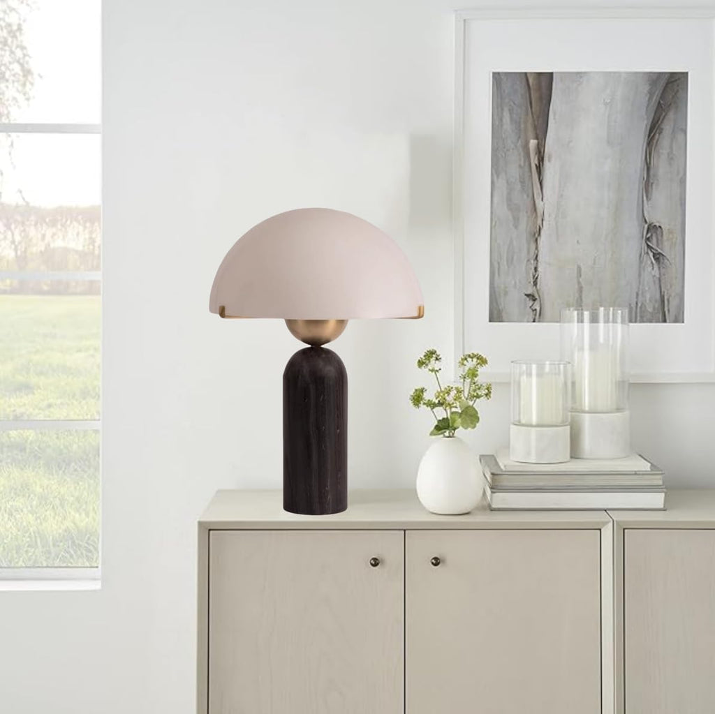Modern Dome Shaped Table Lamp Mid-Century Accent Lamp Black Marble Desk Lamp Contemporary Living Room Side Lamps