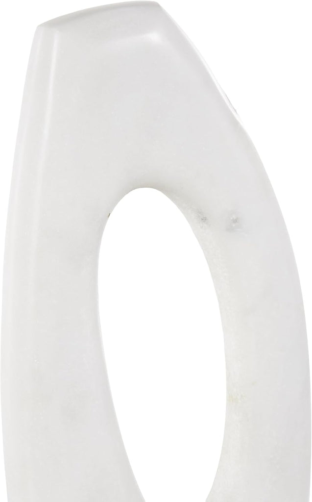 79 Marble Abstract Decorative Sculpture Angled Cutout Home Decor Statue with Black Block Base, Accent Figurine 5" x