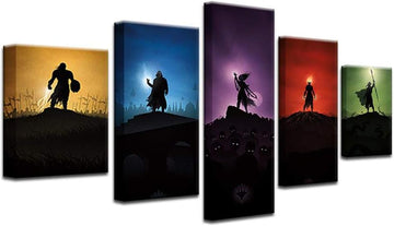 Magic: The Gathering MTG 5 Panel Canvas Print Wall Art (8x14x2,8x18inx2,8x22inx1)