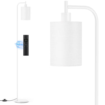 Floor Lamp with Linen Shade, Dimmable Tall Standing Lamp with Remote Control & 3 Color Temperatures, Modern Floor