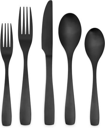 40-Piece Silverware Set, Matte Black Silverware Set for 8, Stainless Steel Flatware