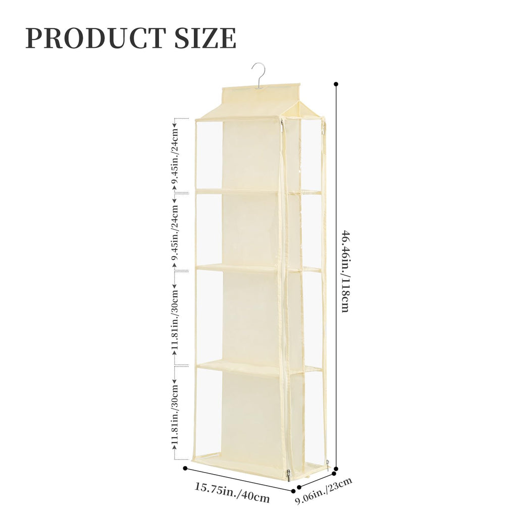 8 Grids in 1 Pack Hanging Purse Handbag Organizer with Double Zippers, Visible Purse Organizer for Closet, Fully