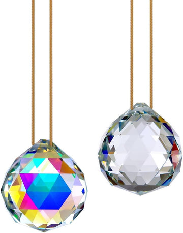 2pcs Crystal Ball Prisms 40mm Glass Suncatcher Clear - Chandelier Crystals, Rainbow Maker for Window, Garden