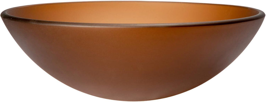 Eden Bath Brown Frosted Round Glass Sink Bowl Bathroom Vessel Sink for Vanity Top