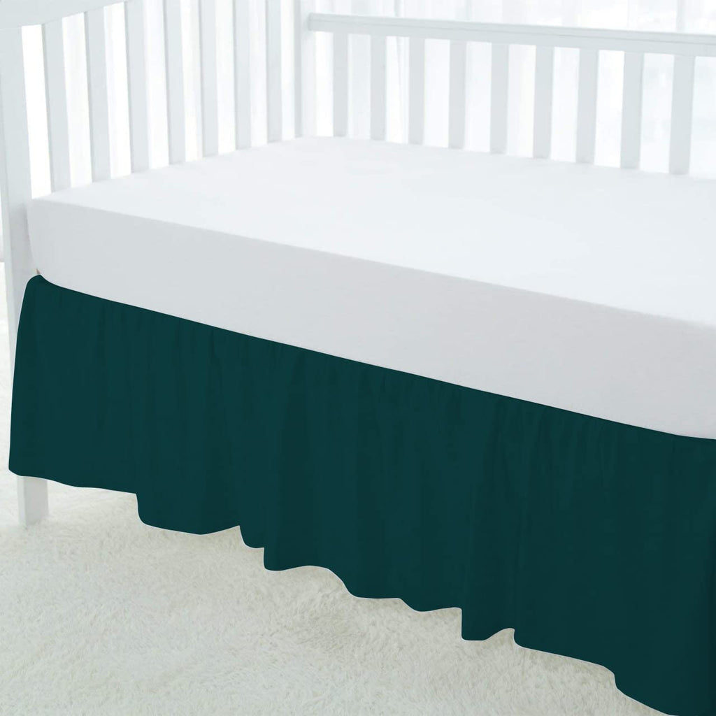 Dust Ruffle Crib Skirt, 100% Egyptian Cotton 800 Thread Count, Crib Size (28" x 52"+16") Inch Drop Toddler Bed Skirt