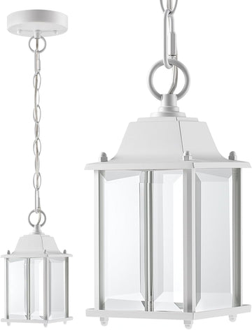 9 Inch LED Outdoor Pendant Lighting, White Exterior LED Hanging Pendant Light