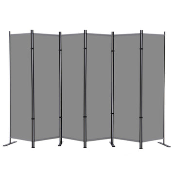 6 Panel Room Divider, 6 FT Folding Privacy Screen with Wide Feet, Freestanding Partition for Room Separation