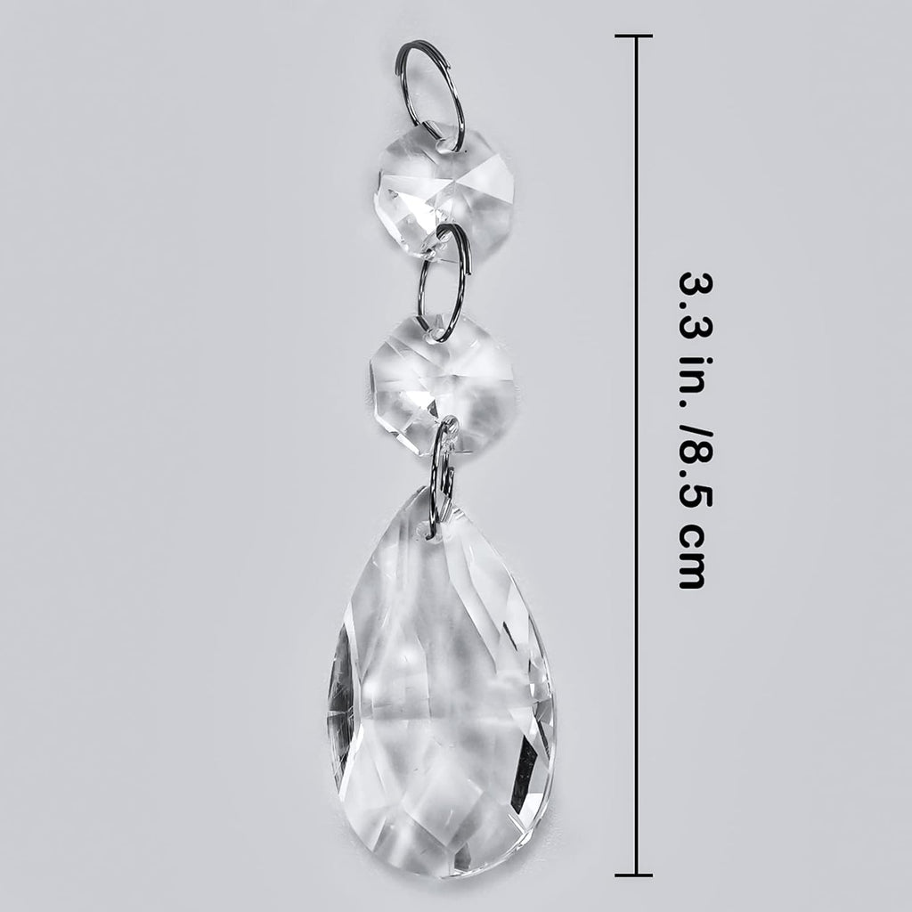 24 Pcs Teardrop Chandelier Prisms Candle Chandelier Crystal Pendants Glass Pendant Beads 1.5" for Chandelier Lights