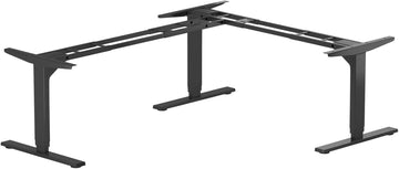 Standing Desk Corner Frame - Adjustable Height and Width Legs with Triple Electric Motors L Shaped Desk FLT-05 Grey