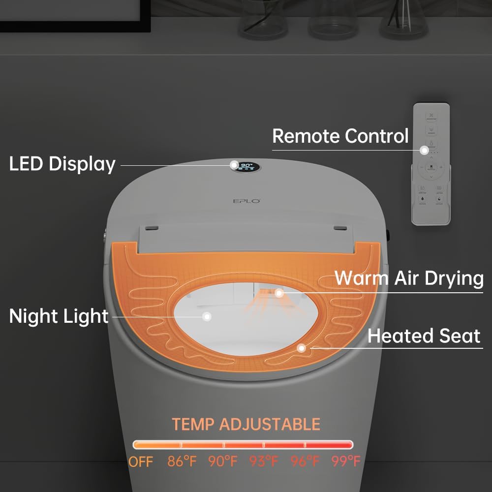 Smart Toilet,Bidet Toilet Pump-assisted,Blackout Flush,Heated Seat,Dual Auto Flush,Warm Water,Foot Sensor