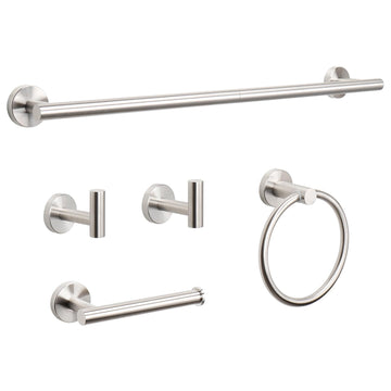 5 Pieces Bathroom Hardware Set Thicken Stainless Steel-Towel Rack Kit Include 26" Towel Rod +Bath Towel Ring