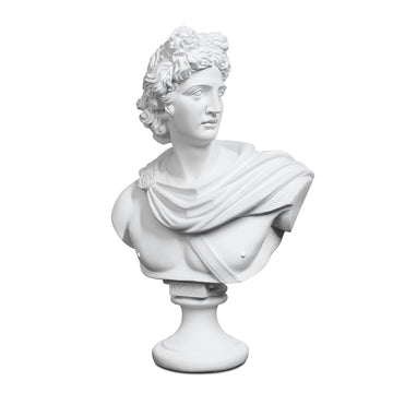 14.2 Inch Apollo Bust Statue, Gloss White Resin Greek Sculpture for Indoor & Outdoor Home Decor