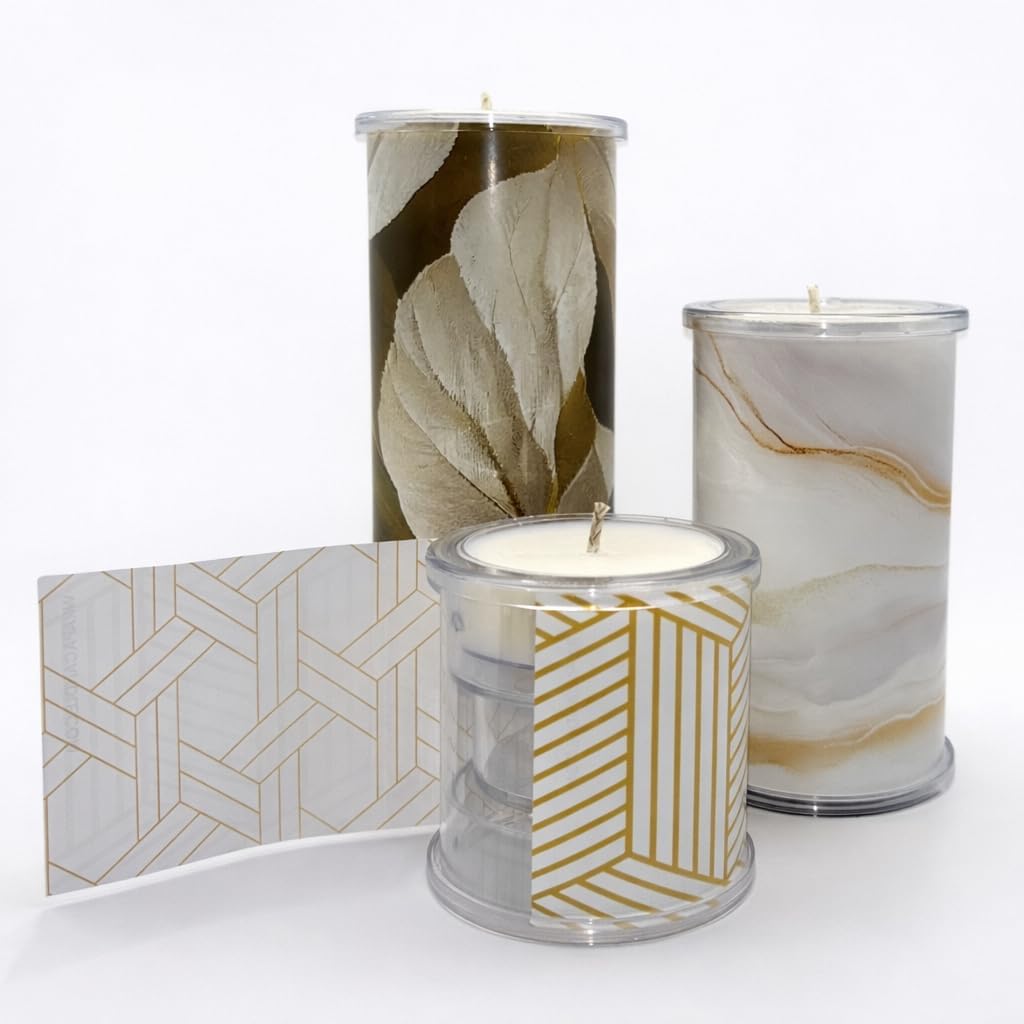 Decorative Candle Holder Set of 3, Table Centerpiece Candle Decor Decor Candles, Reusable Pillar Candle Alternative
