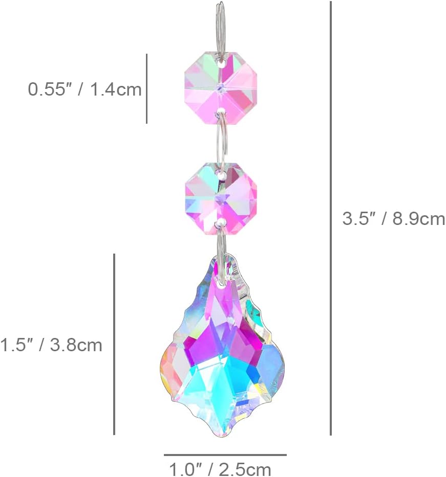 25pcs 38mm Crystal Chandelier Prism Pendants, Suncatchers Hanging Crystals - Horse Eyes Chandelier Prism Replacement
