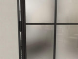 36 in. x 84 in. 6 Lite Frost Glass Black Steel Frame Prehung Interior Door with Door Handle