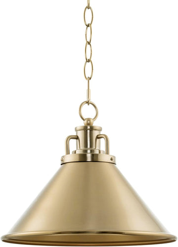 Romine 12" Modern Gold Pendant Light with Cone Metal Shade, Mid-Century Gold Hanging Light, Cool Brass Finish