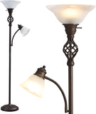 Torchiere Floor Lamp, LED Standing Reading Light with Glass Shade Corner Bedroom Home Office,Bulbs I