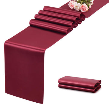 Burgundy Satin Table Runner, 12x108 Inches, 12 Pack