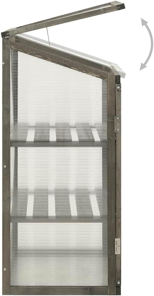 Wooden Garden Greenhouse 23.6 x 17.7 x 39.4 in, Cold Frame Plant House with 2 Shelves and Hinged Lid, Solid Firwood
