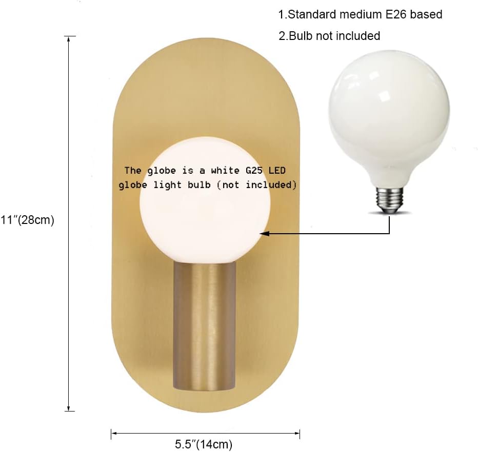 Modern Wall Sconce Set of 2, Mid Century Sconces Wall Light, Brushed Gold Wall Lighting Fixtures, Oval Stylish Wall