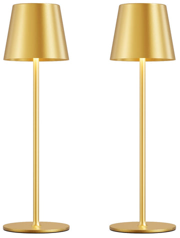 Cordless Table Lamp Rechargeable Gold - KK 2 Pack 5000mAH Battery Operated Lamp for Dining Table, 3 Color Stepless