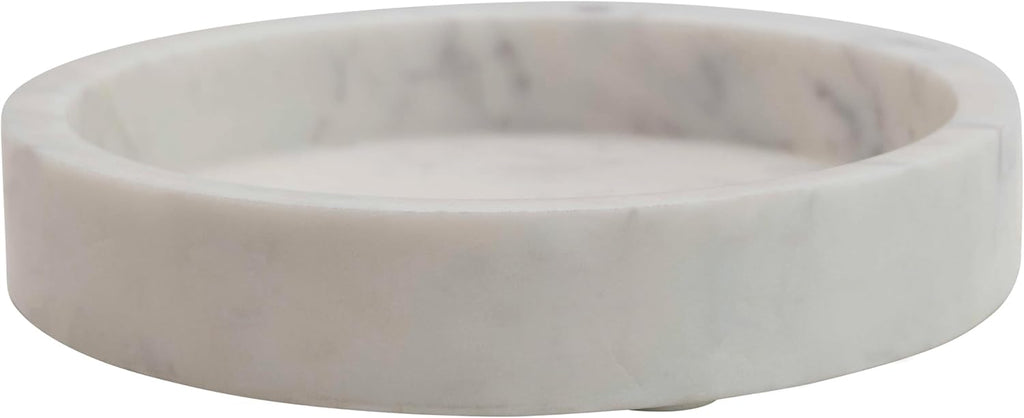 Co-Op Minimalist Round Carved Marble Tray or Charcuterie Board, White