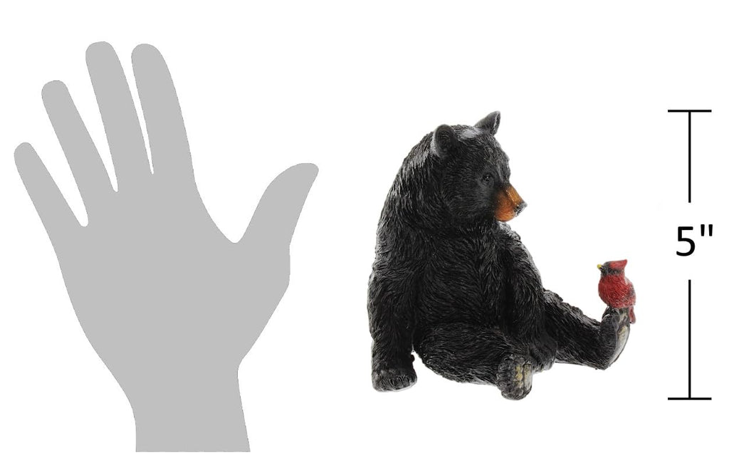 Black Bear and Cardinal Friend Figurine
