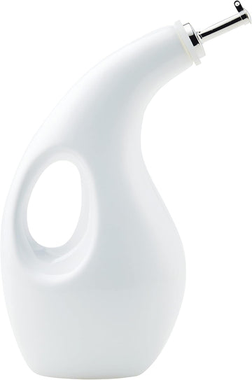 Ceramic EVOO Oil and Vinegar Dispenser Bottle, 24-Ounce, White