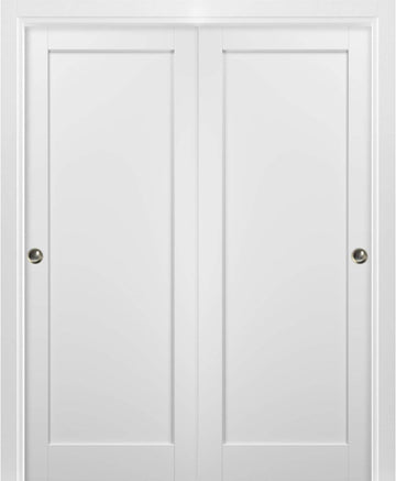 Sliding Closet Door SARTODOORS Quadro 4111 Bypass Interior Doors, no Glass, MDF, 72x80, White, Moder
