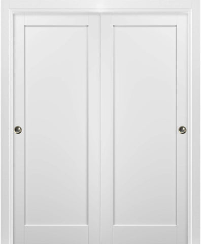 Sliding Closet Door SARTODOORS Quadro 4111 Bypass Interior Doors, no Glass, MDF, 84x80, White, Moder