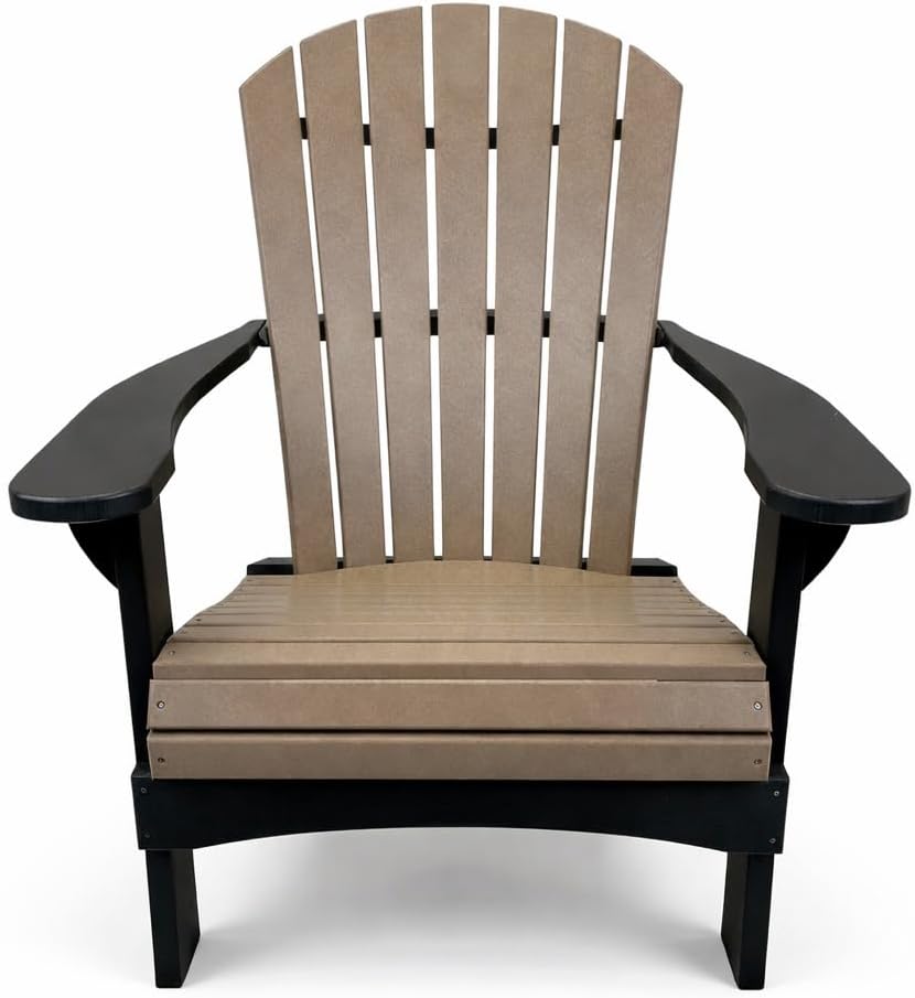 Amish Handmade Poly Adirondack Chair - Maintenance-Free Outdoor Patio Chair - Weatherproof Poly Lumber - Stainless