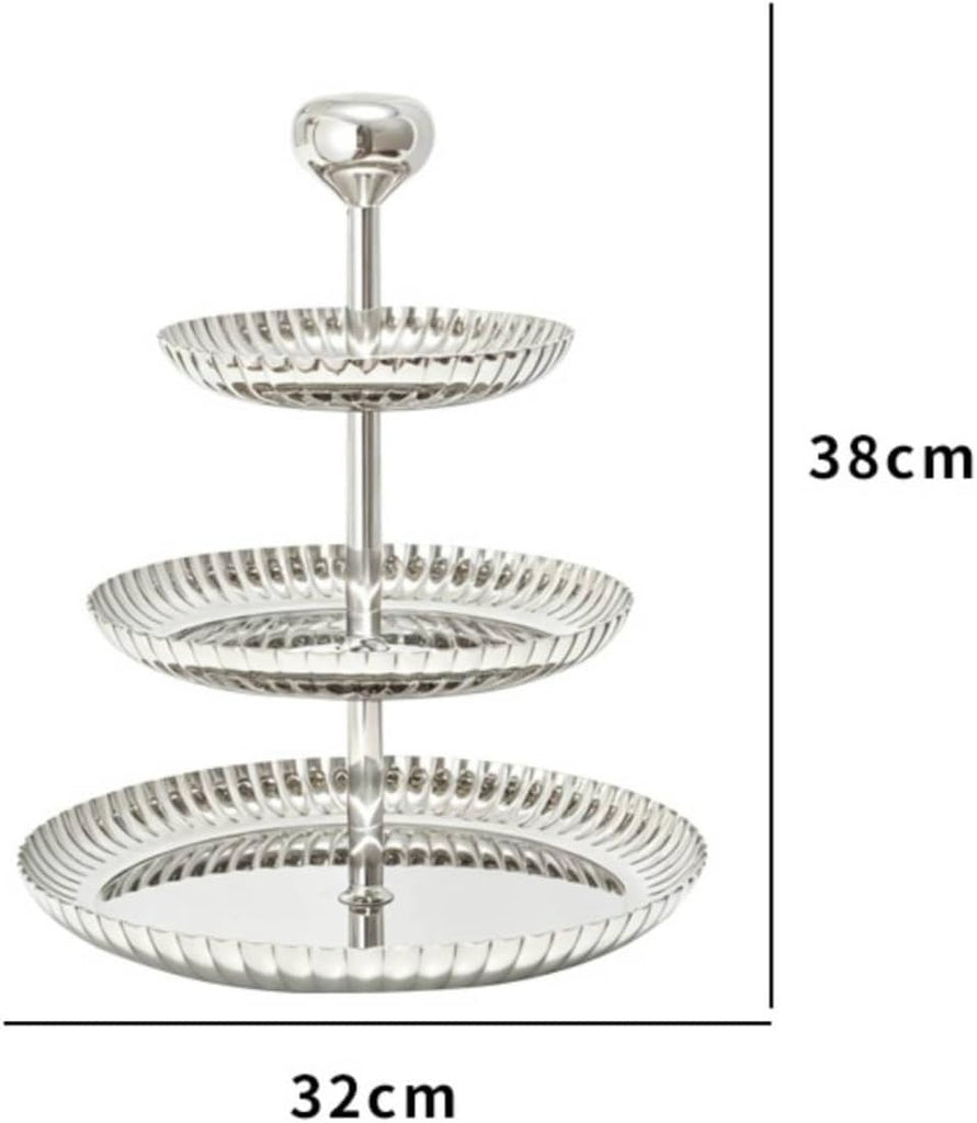 3 Tier Serving Tray Silver Tiered Serving Stand with Handle Mirrored Tiered Tray with Handle for Party Hosts, Pastry