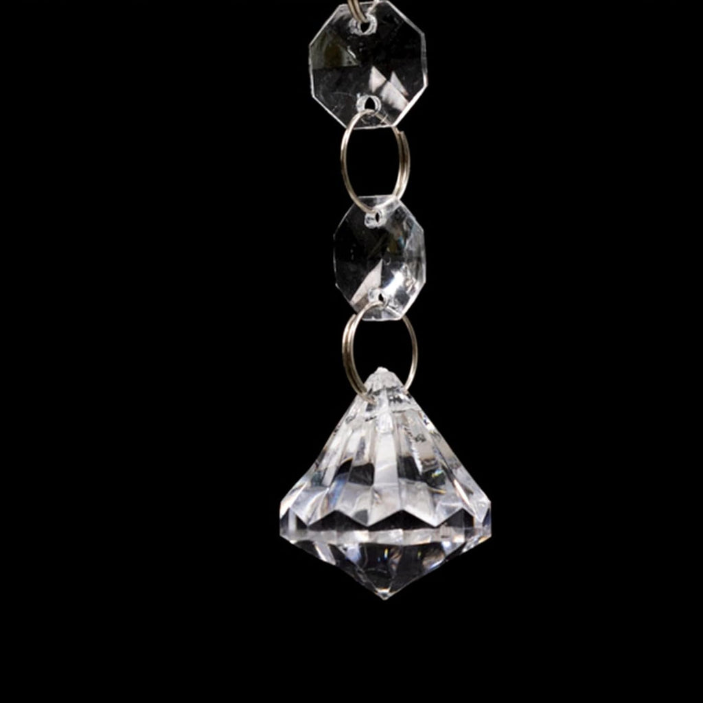 10 Pack 2ft Octagon Acrylic Crystal Beaded Garland Strands with Diamond Prism Pendant - 24" Hanging Chandelier Beads