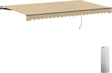Electric Patio Awning Caribbean Black Frame 16x10 Desert Sand | Retractable sunshade for decks and balconies