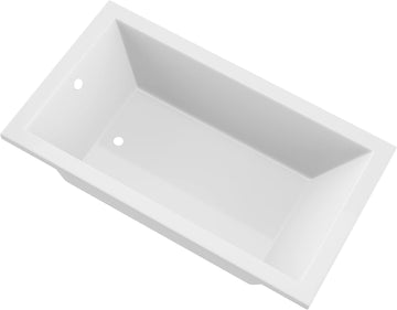 Illyrian AZ3272VNS 32" x 72" Soaker Acrylic Rectangle Drop-In Bathtub - Easy Installation - Smooth Glossy Ultra White