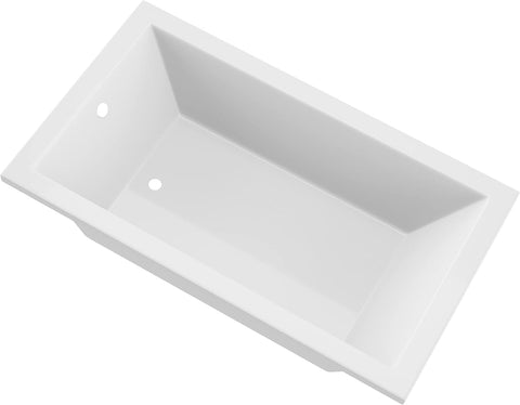 Illyrian AZ3272VNS 32" x 72" Soaker Acrylic Rectangle Drop-In Bathtub - Easy Installation - Smooth Glossy Ultra White