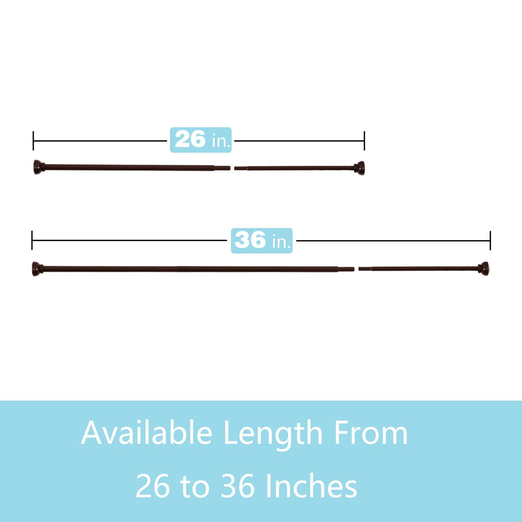 2 Pack Spring Tension Rod Adjustable 26-36 Inches, Bronze