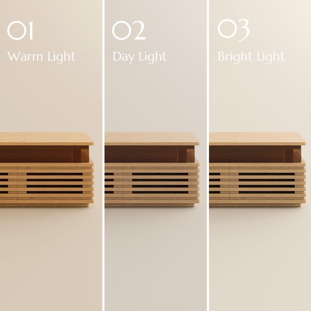 71'' Fully Assembled TV Stand with Adjustable LED Lights, Oak