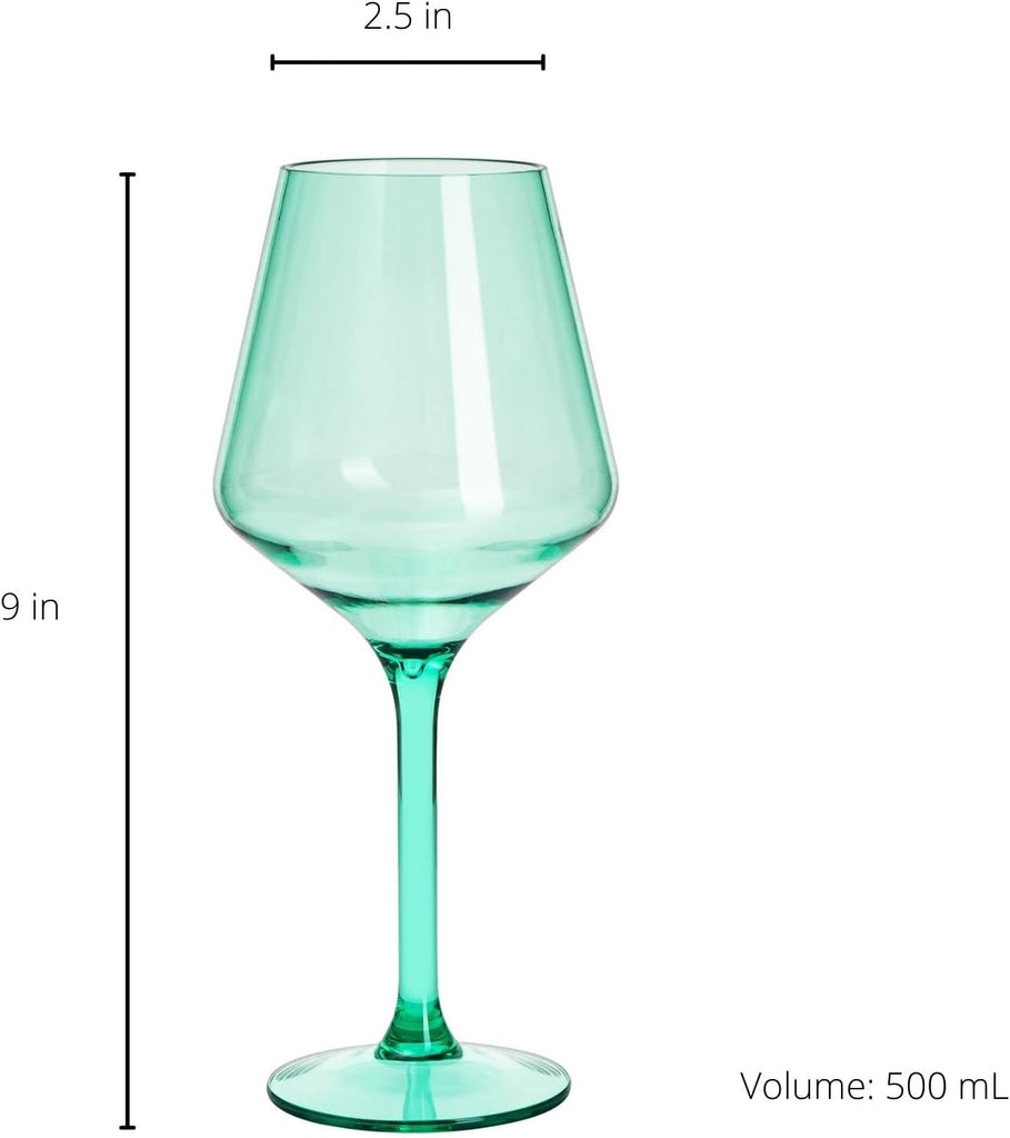 European Style Plastic Crystal, Stemmed Wine Glasses | 6 Set | Acrylic Glasses Tritan Drinkware, Unbreakable Color