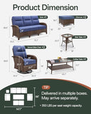 7-Piece Outdoor Patio Furniture Set - Swivel | Blue All-Weather Resistant with Thick Cushions for Patio, Garden & Porch